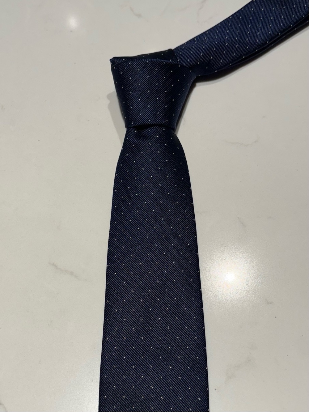 J. Crew Factory Navy Microdot Silk Narrow Tie